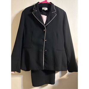 Women's Black Blazer with White Trim